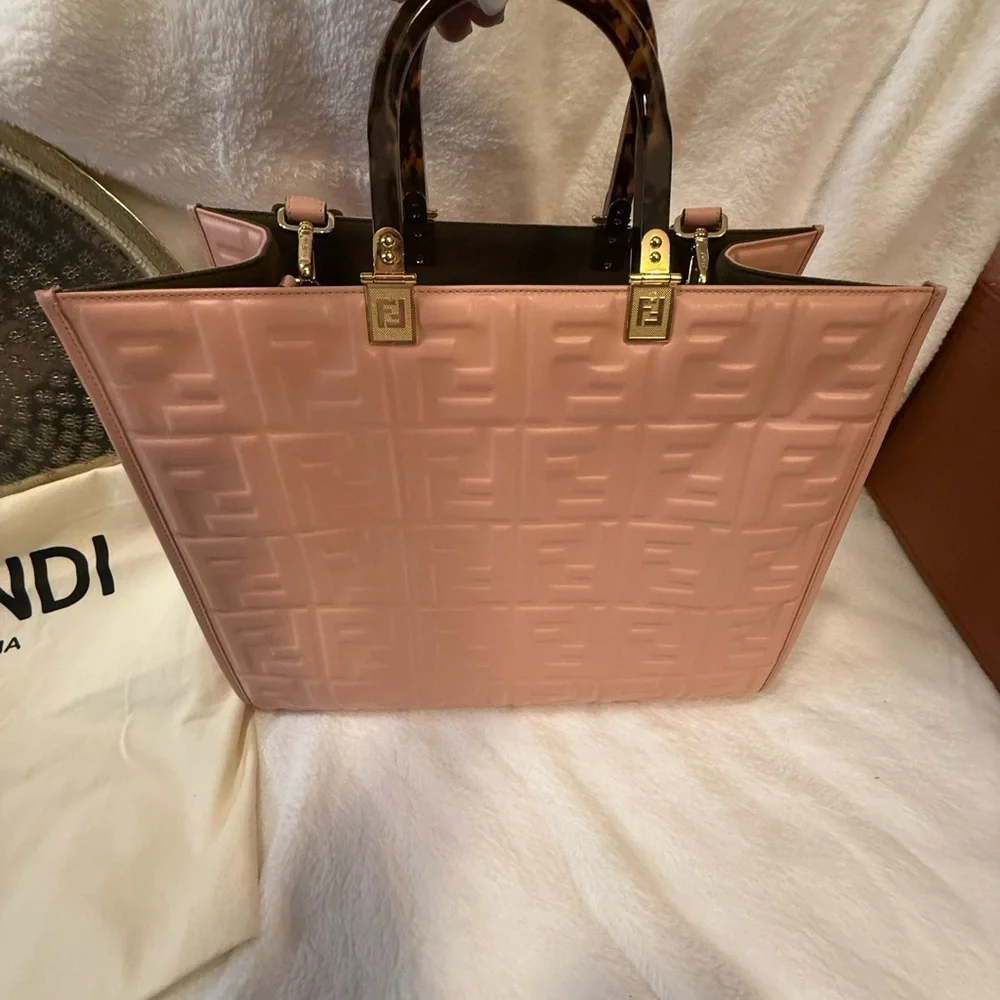 Fendi Blush Pink Embossed Tote - Picture 7 of 9